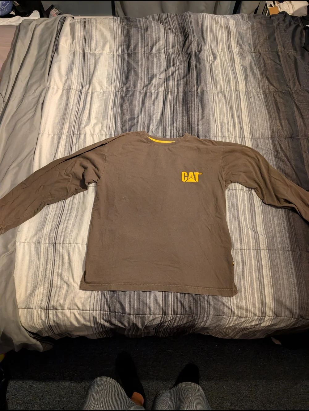Long Sleeve Tee in Brown with Yellow Logo